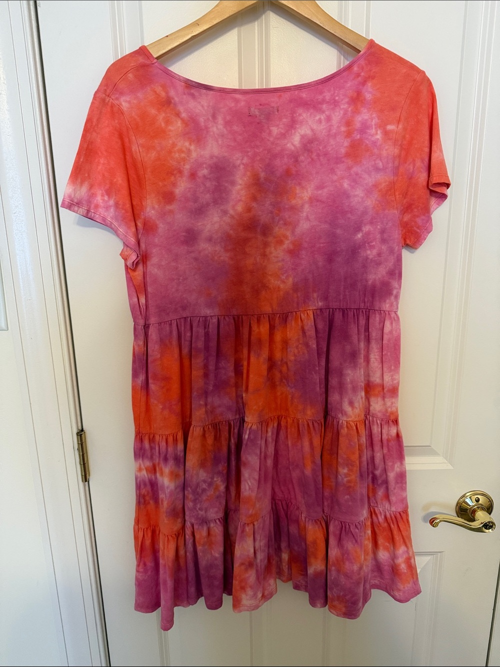 wild fable Pink & Orange Tie-Dye V-Neck Tiered Tunic - Picture 3 of 3